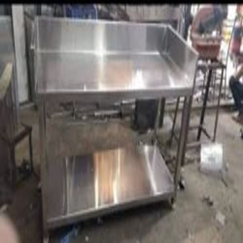 Polished Stainless Steel Rectangular Table Top - Silver Color Standard Design for Restaurants