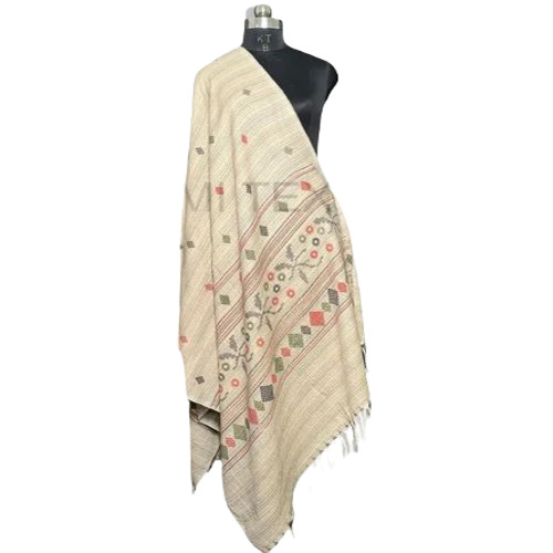 Woolen Shawl - Printed Design, Cream Color | Warm and Soft for Casual Winter Wear, Ideal for Daily and Wedding Occasions