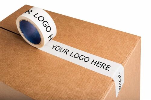 Printed Cello Adhesive Tape - BOPP Material, 40 Meter Length, White Color | Single-Sided Adhesive, 1 Year Shelf Life, New Condition