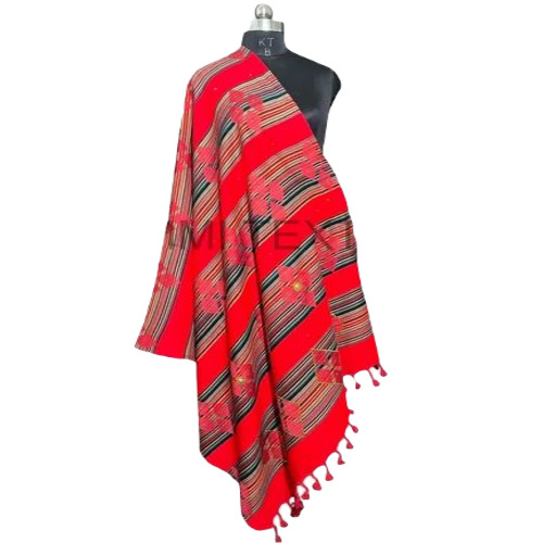 Red Woolen Shawl - Wool Material, Embroidered Design | Warm and Soft, Perfect for Women's Casual Winter Wear