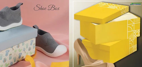 Shoes Packaging Box - Paper Material, Multi Color Design | Eco-Friendly, Printed for Eye-Catching Appeal
