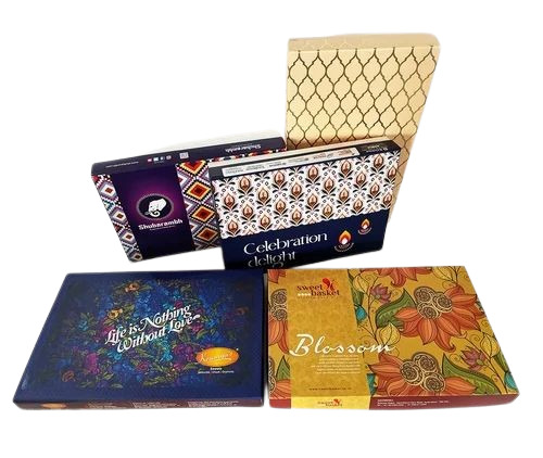 Sweet Packaging Box - Cardboard Rectangular Box, 1000 gm Capacity, Multicolor Printed Design, Customized Options Available