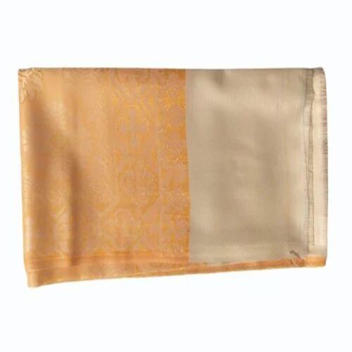 Zari Work Polyester Shawl - 80 x 40 Inches, Light Brown | Soft, Comfortable, Unisex, Machine Made, Printed Pattern for Casual Wear