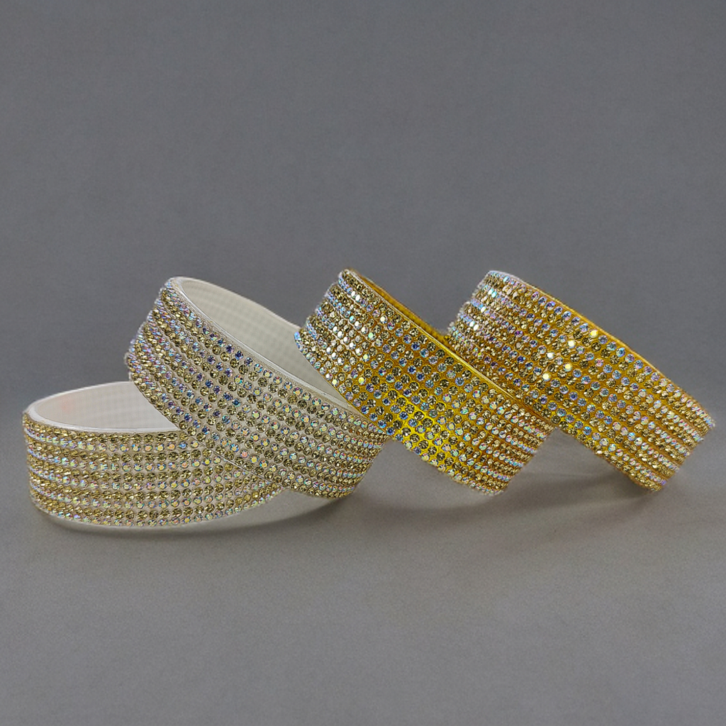 "Designer Glass Bangles Set with Premium Stonework - Multicolor (Set of 2)