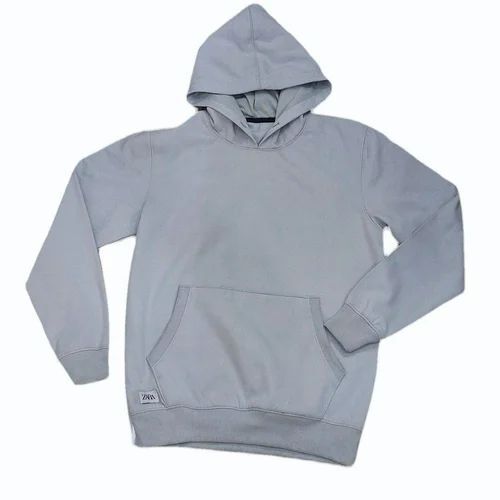 Cotton Pullover Hoodie - Regular Fit, Full Sleeves in Grey | Breathable, Machine Washable, Customized Size, Unisex Design