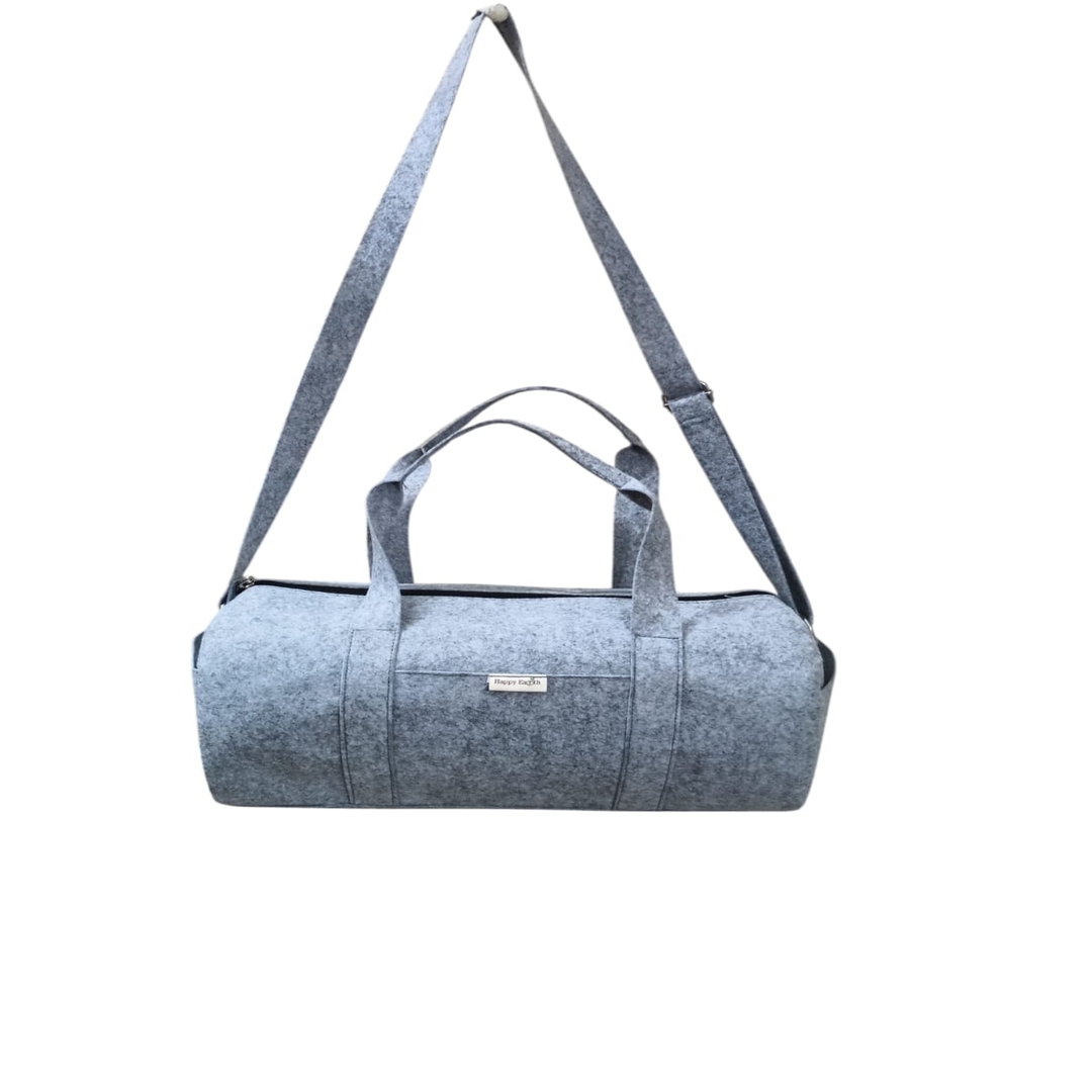 Happy Earth Felt Gray Gym Bag - Color: Light Grey