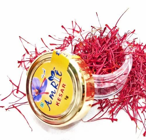 Natural Amrit Kesar Kashmiri Saffron - 100% Pure 1 Gram Bottle | FSSAI Certified Fresh Dried Saffron with 12 Months Shelf Life