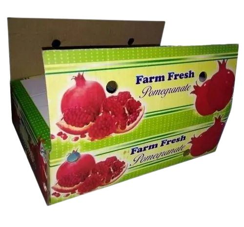 Pomegranate Packaging Box - Duplex Paper, 5kg Capacity, Multi Color, Rectangular Shape | Ideal for Fruit Packaging, Printed Design
