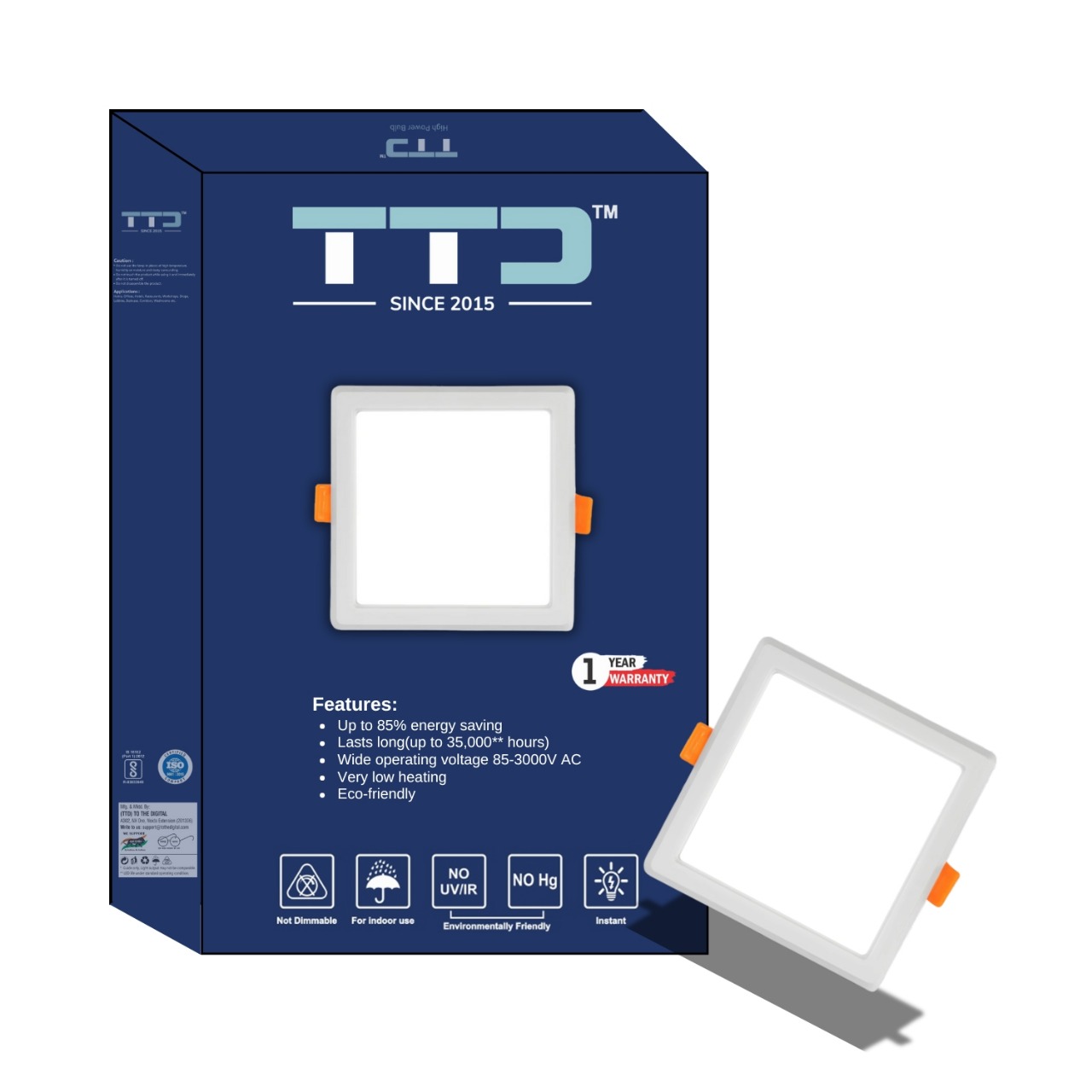 TTD LED Square Panel Light 22W 6inch(OEM Manufacturer)