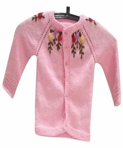 Baby Woolen Sweaters - Woolen Fabric, Pink Color, Long Sleeve Style | Soft & Warm, Attractive Knitted Pattern for Casual Wear