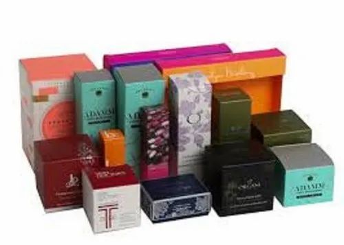 Cosmetic Packaging Box - 350 GSM Duplex Paper, Rectangular Shape , Multi-Color, Biodegradable with Lock Bottom Design, Embossing & Debossing Finish