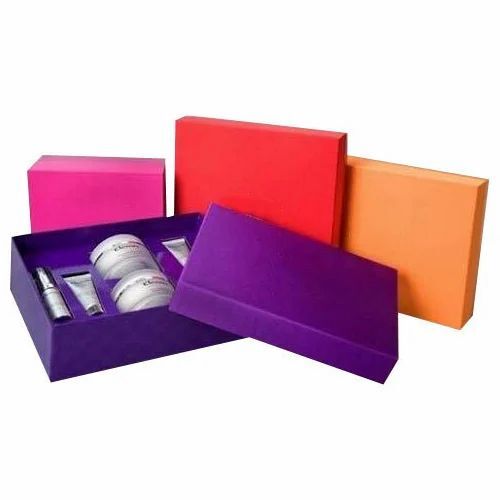 Cosmetic Packaging Box - 400-460 GSM Bleached Kraft Paperboard, Multi Color, Rectangular Shape, Two-Piece Telescopic Design, Biodegradable, Termite Resistant