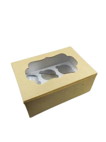 Cupcake Packaging Box - Kraft Paper 8x8x5 Inches Brown Color 500 Gram Capacity 6 Partitions for Secure and Organized Presentation
