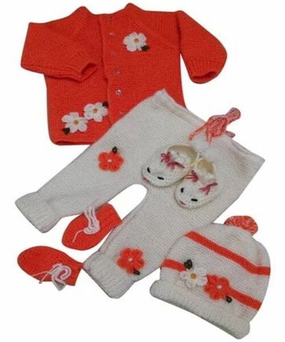 Kids Woolen Sweater Set - Woolen Fabric, Red and White Color | Soft and Warm, Hand Washable, Long Sleeve Pullover for Girls