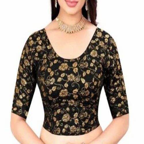 Ladies Blouse Pieces - Lycra, Customizable Size, Hand Painted Design, Half Sleeves | Ideal for Party Wear, Handwash Care