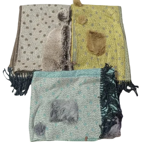 Ladies Woolen Shawl - Wool, Multicolor | Warm and Soft, Embroidered Design for Casual Wear in Winter