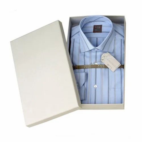 Shirt Packaging Box - Virgin Kraft Paper, Rectangular Shape, White Color, 140/150 GSM, Laminated, Moisture Proof, Biodegradable
