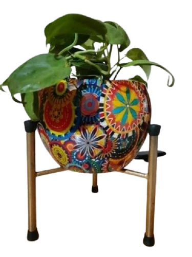 5 Inch Iron Planter Stand Set - Iron, 5 Inch Diameter x 7 Inch Height, Oval Shape , Multiple Color Options, Polished Finish, Set of 2 Pieces