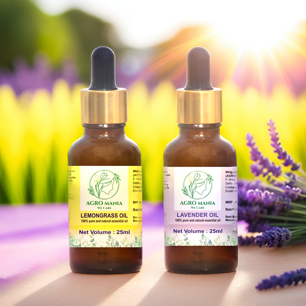 AGRO MANIA Lavender & Lemon Grass Essential Oil for Aroma Therapy, Hair Growth & Clear Skin