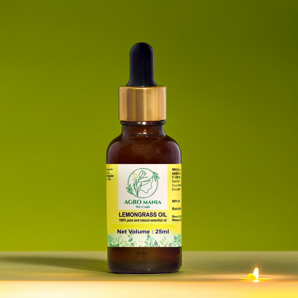 AGRO MANIA Undiluted Lemongrass Essential Oil for Aromatherapy, Skin and Hair Care 100% Pure