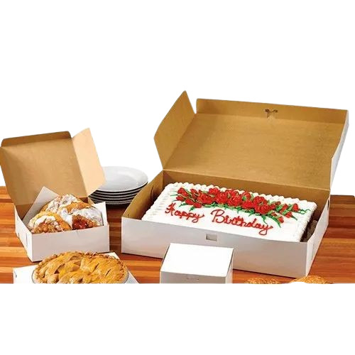 Cake Packaging Box - Kraft Paper, 600 GSM, 1 Kg Capacity, White/Brown Color | Durable and Eco-Friendly Design