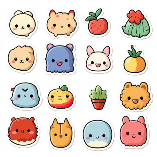 Cartoon Sticker - Paper Material, Customizable Shapes | Multicolor Printed Design, Durable & Waterproof Adhesive Decoration