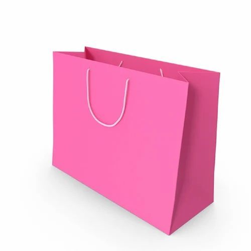 Customized Paper Bag - 8x10 Inch, Pink Color | 5 Kg Capacity, Biodegradable, Moisture Proof, Recyclable, Rope Handle