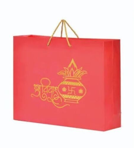 Designer Paper Bag - 2 Kg Capacity, Red Printed Paper | Biodegradable, Moisture Proof, Recyclable, Rope Handle
