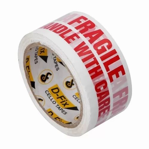 Fragile Handle With Care - 50 Meter Length, 60mm Width, White Color | Strong Single-Sided Adhesive Strength, Good Quality Packaging