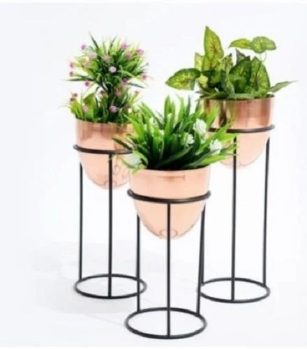 Golden Brass Planter Stand Set - Premium Brass, Multiple Colors | Elegant Golden Finish, Rust and Corrosion Resistant, Durable Design for Indoor and Outdoor Use