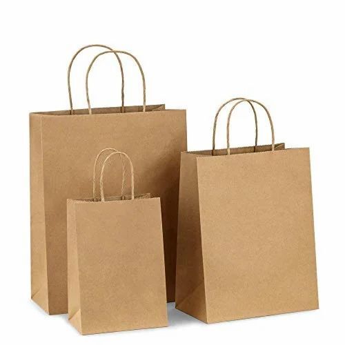 Kraft Paper Carry Bag - 5 Kg Capacity, 8x10 Inches, Brown | Biodegradable, Moisture Proof, Recyclable, Rope Handles