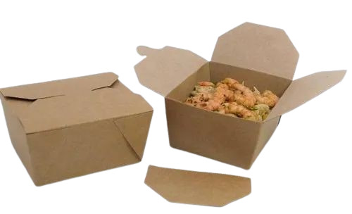 Paper Food Packaging Box - Paper Material, 110x90x64 mm Size, Brown Color | Plain Pattern, 1 Kg Capacity