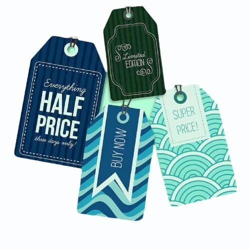 Printed Paper Hang Tag - 2 x 2 Inch , Multicolor Design for Garment Labeling