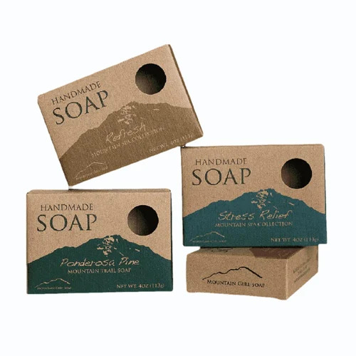 Soap Packaging Box - Bleached Kraft Paperboard, Rectangular Design, Multicolor with Window Patch, Matte Finish, Moisture Proof, 200-270 GSM
