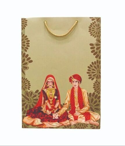 Wedding Gift Paper Carry Bag - 250 GSM, 8x10 Inches | Multicolor, Biodegradable, Moisture Proof, Recyclable, Rope Handle, Max Load 2 Kg