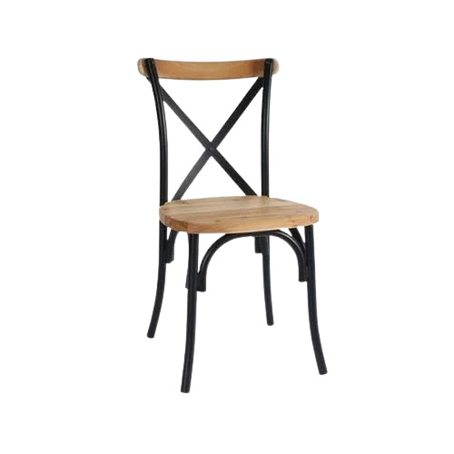 Modern Wood and Iron Cafe Chair - Arm Included, Brown Color | Durable, Easy to Clean, No Assembly Required