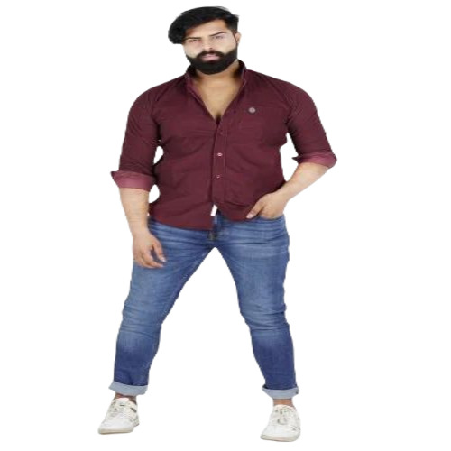Men Casual Shirt - Cotton, Size M/l/xl, Maroon | Comfortable, Breathable, Soft, No Fade, Full Sleeves, Machine Made