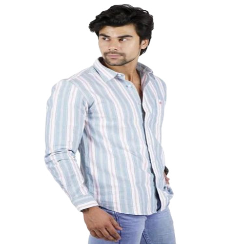 Men Striped Shirt - Cotton, Large to XXL Size, White Color | Breathable, Soft and Comfortable, Full Sleeves, No Fade