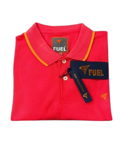 Mens Cotton Polo T Shirt - Regular Fit, Soft & Comfortable Cotton Fabric in Red | Short Sleeves with Attractive Plain Pattern