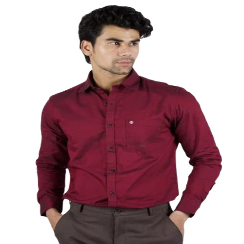 Premium Men Formal Shirts - Cotton, Size L/XL/XXL, Maroon | Breathable, Soft and Comfortable, Full Sleeves, No Fade