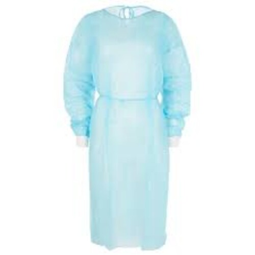 Disposable Surgical Gowns - Non Woven Material Blue Color Waterproof Cuff Included | Medical Grade Disposable Plain Pattern