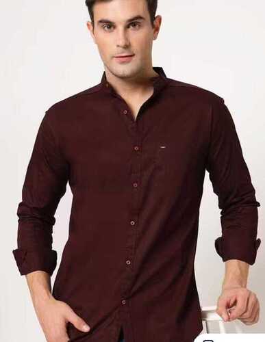 Cotton Batik Mens Shirt - Full-Sleeve, Mehroon Color | Button-Down Style, Wrinkle-Resistant, Breathable Fabric, Durable Stitching, Available in Patterns and Solid Options