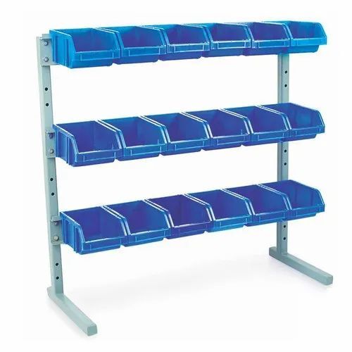 Plastic Bins Stand - Durable Plastic Compact Size Blue Color | Space-Saving Design Easy to Assemble Weather-Resistant Corrosion-Proof Multi-Purpose Use Rust-Resistant