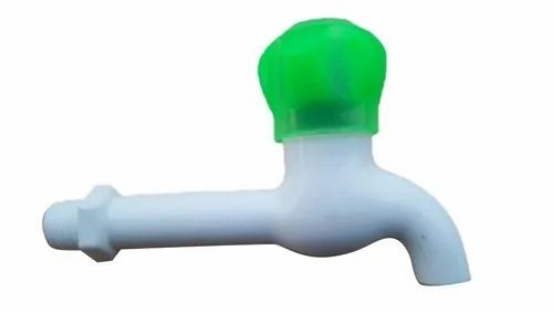Bathroom Long Bib Tap - PVC Material Customized Size | White & Green Color Round Shape Wall Mounted Glossy Finish Durable Design