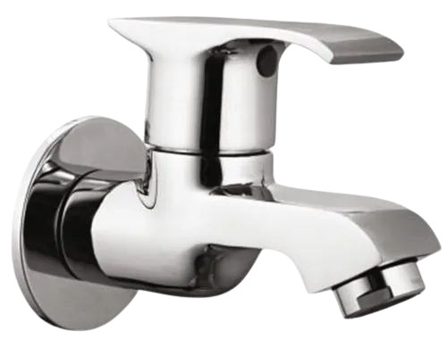 Brass Bib Cock - 14x10x4 cm, Silver Color | Fine Finish, Durable, Glossy Wall Mounted Design