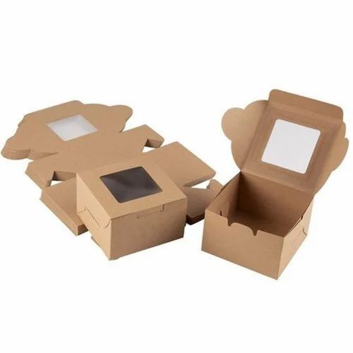 Brownie Packaging Box - Brown Paper, Square Shape, 3-Ply Design | Eco-Friendly, Plain Style