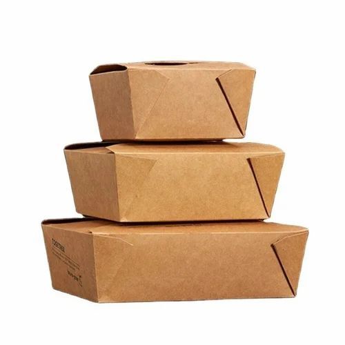Cardboard Food Packaging Box - 250 gm Capacity, 165X115X60 mm Size, Brown Color, Two Compartments | Durable Cardboard Construction