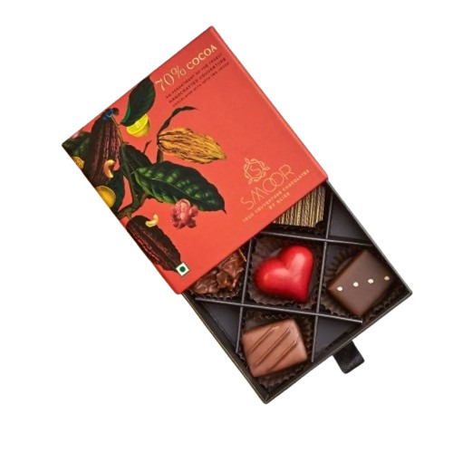 Chocolate Packaging Box - Printed Rectangular Paper | Multi-Color Disposable Design