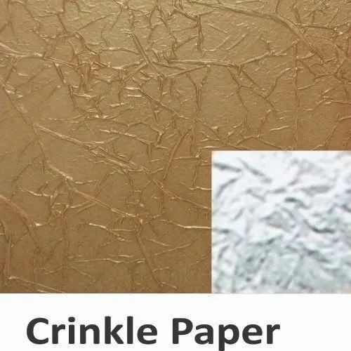 Crinkle Paper - GSM 120, 20 Mtr Roll, Silver Printed Design | Double-Sided Printing, Customizable Size, Multi-Color Options