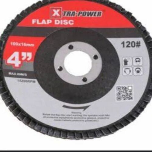 Flap Disc - Black 4 Inch, Grit 120 - Steel Material, Silver Color